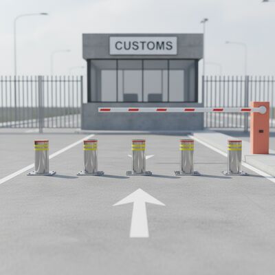 600mm Height Automatic Rising Bollards Offering 219mm Body Diameter Optional Led Light for Parking Garage Access Control