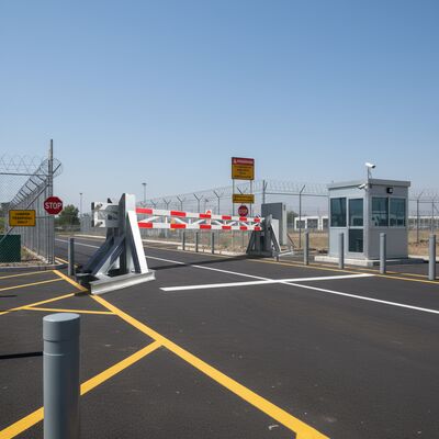 High Security Rising Arm Barrier with K4 Impact Resistance Hydraulic Drive and ISO 22343-2023 Compliance