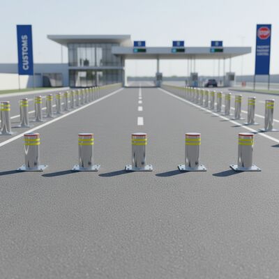 600mm Height Automatic Rising Bollards Offering 219mm Body Diameter Optional Led Light for Parking Garage Access Control