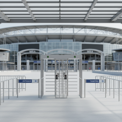 304 Stainless Steel Full Height Turnstile Gate with 5 Million Cycles and 620mm Channel Width for Secure Pedestrian Access