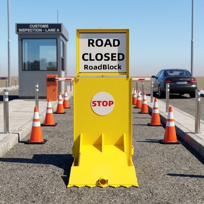 Crash-Tested Mobile Vehicle Barrier with 60 Tons Load Capacity and Reusable After Impact Road Blocker System