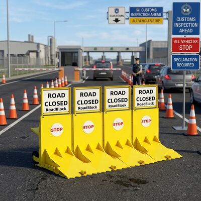 Crash-Tested Mobile Vehicle Barrier with 60 Tons Load Capacity and Reusable After Impact Road Blocker System