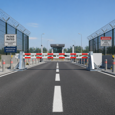 No entry, parking lane gate, a genuine anti-vehicle ramming gate