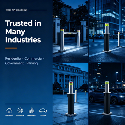 Weatherproof Automatic Rising Bollards Providing Traffic Control and Enhanced Security Measures in Outdoor Installations
