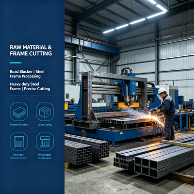 Robust Road Blocker System Featuring Heavy Duty Steel Construction for Secure Vehicle Management and Traffic Regulation